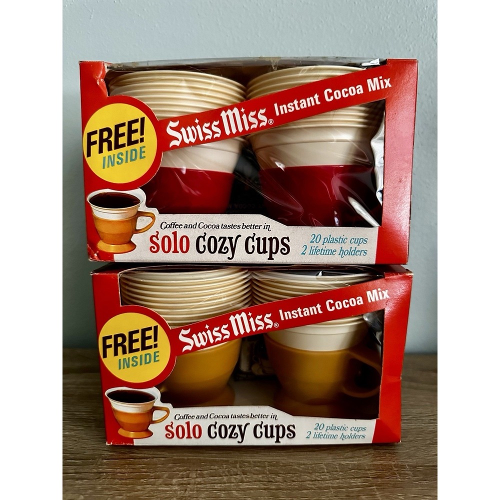 Vtg Solo Cozy Cups Starter Pack Swiss Miss Cocoa Promo NOS New Old Stock 1970s